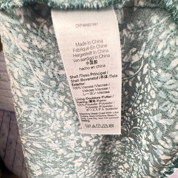 MADEWELL Puff Sleeve Sweetheart Neckline Green Ditsy Floral Midi Dress size 14 - Picture 16 of 16